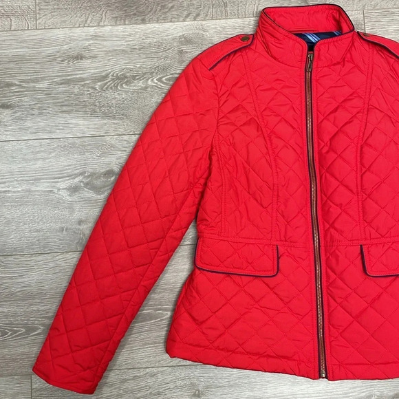 NWOT Talbots Diamond Quilted Jacket Military Inspired Red Navy XS - Picture 3 of 15